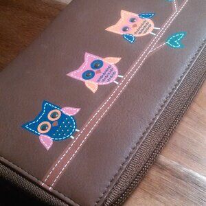 Union Code Genuine Brown Leather RFID Protected Owl Wallet